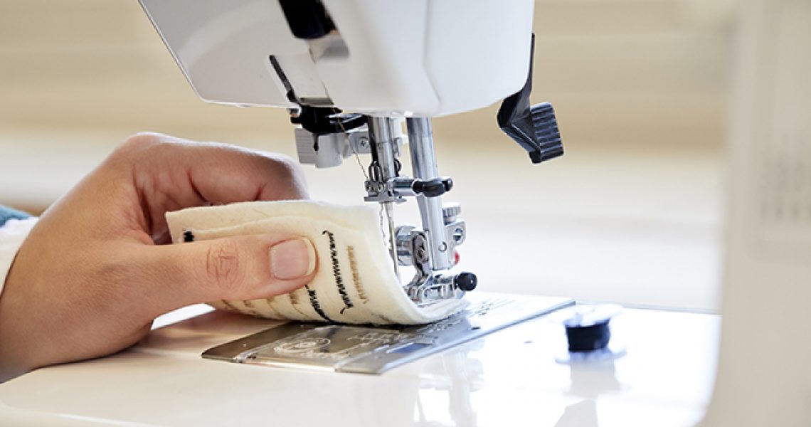conductive cellulose yarn is used in a sewing machine